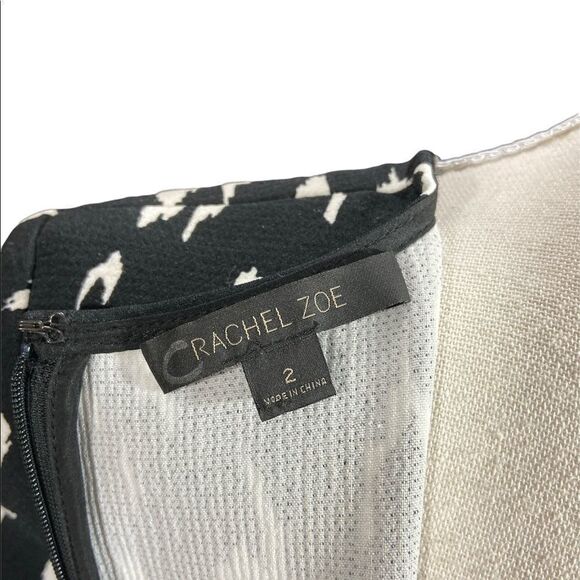 Rachel Zoe Black White Frances Drop Waist Zip around Shift Dress Size 2 - Picture 7 of 7